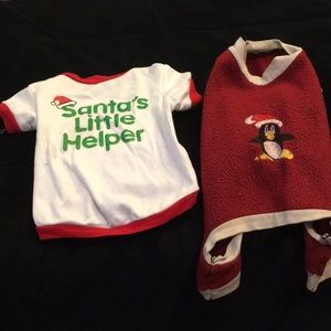 Small dog Christmas lot shirt pjs jogger lot of 2